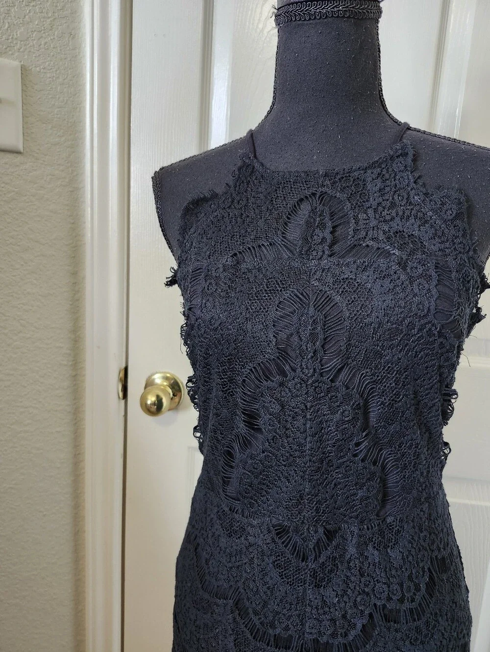 Free People Black Lace Midi Dress M